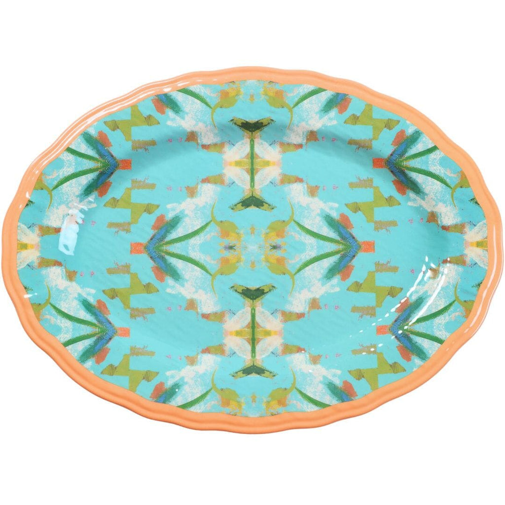 English Garden Turquoise Melamine Serving Platter
