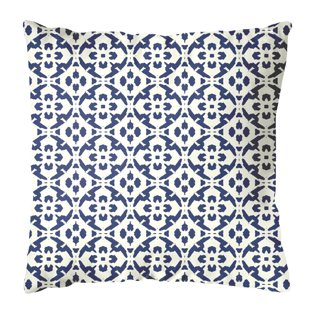 Porto Tile Navy Outdoor Pillow