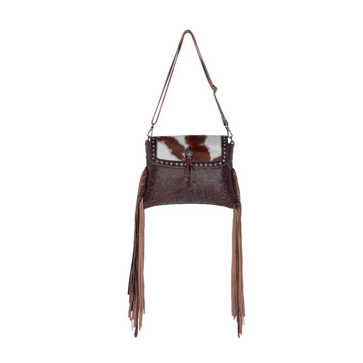 Carved Blossoms Leather &amp; Hairon Bag is great for any western outfit