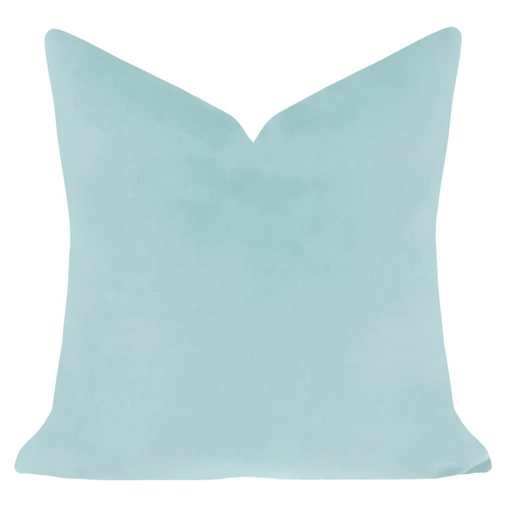 Spa Blue Velvet Pillow 22&quot; square