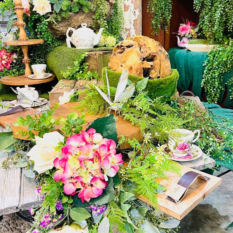 Floral display at Frisco Mercantile highlighting Style + Inspiration