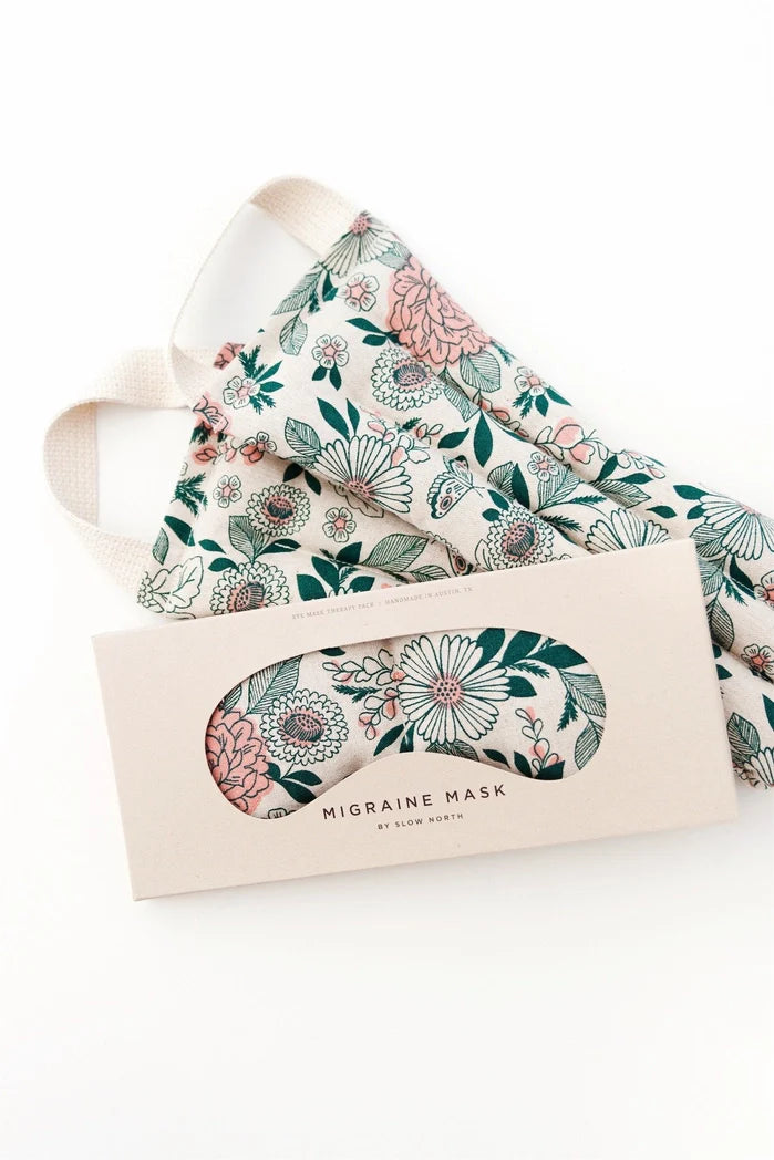 Hidden Falls Migraine Mask shown with neck wrap