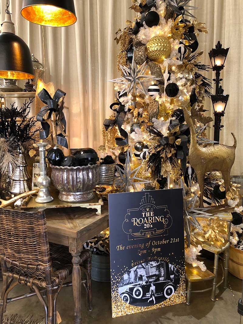 Ladies Night at Frisco Mercantile 10/21/2021 - Event poster in front of home decor display