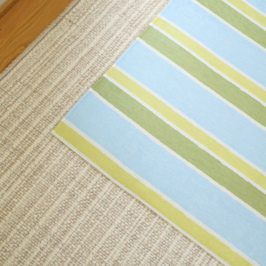 Striped Blue-Green Floor Mat