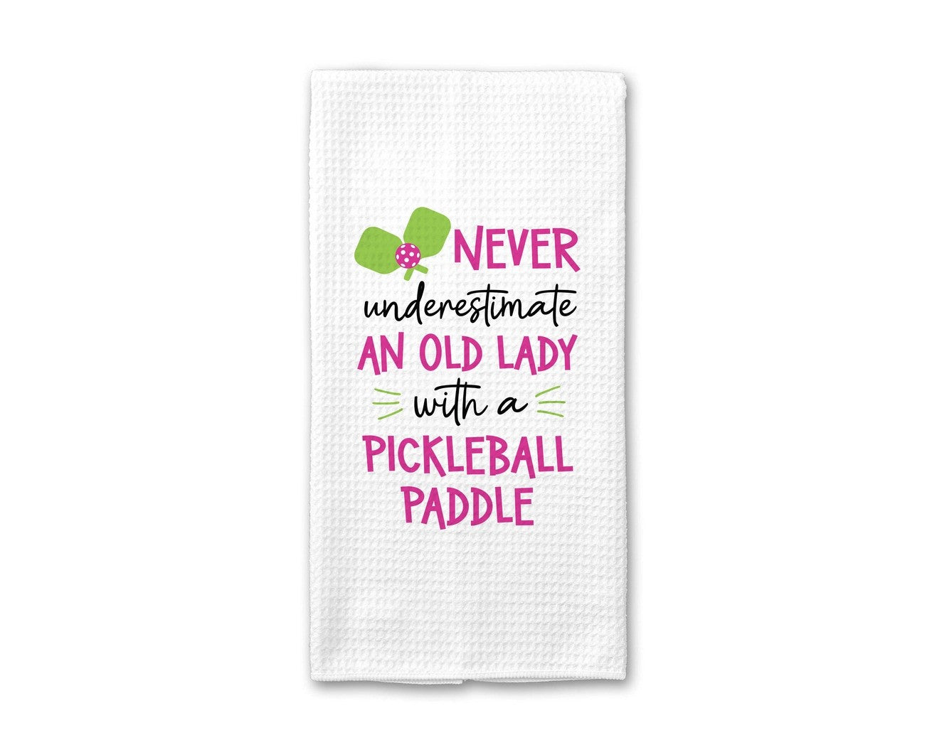 Old Lady Pink Pickleball Kitchen Towel