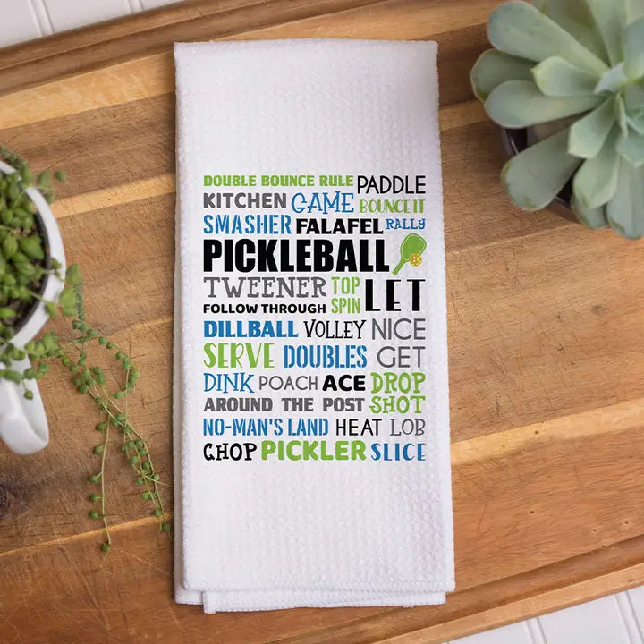 Pickleball Word Collage Kitchen Towel