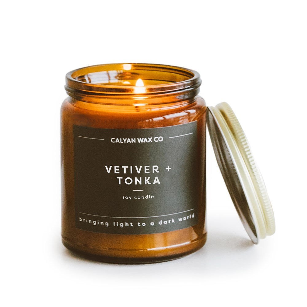 Amber Jar Candle with Bronze Lid Palo Vetiver + Tonka Calyan Wax Co.