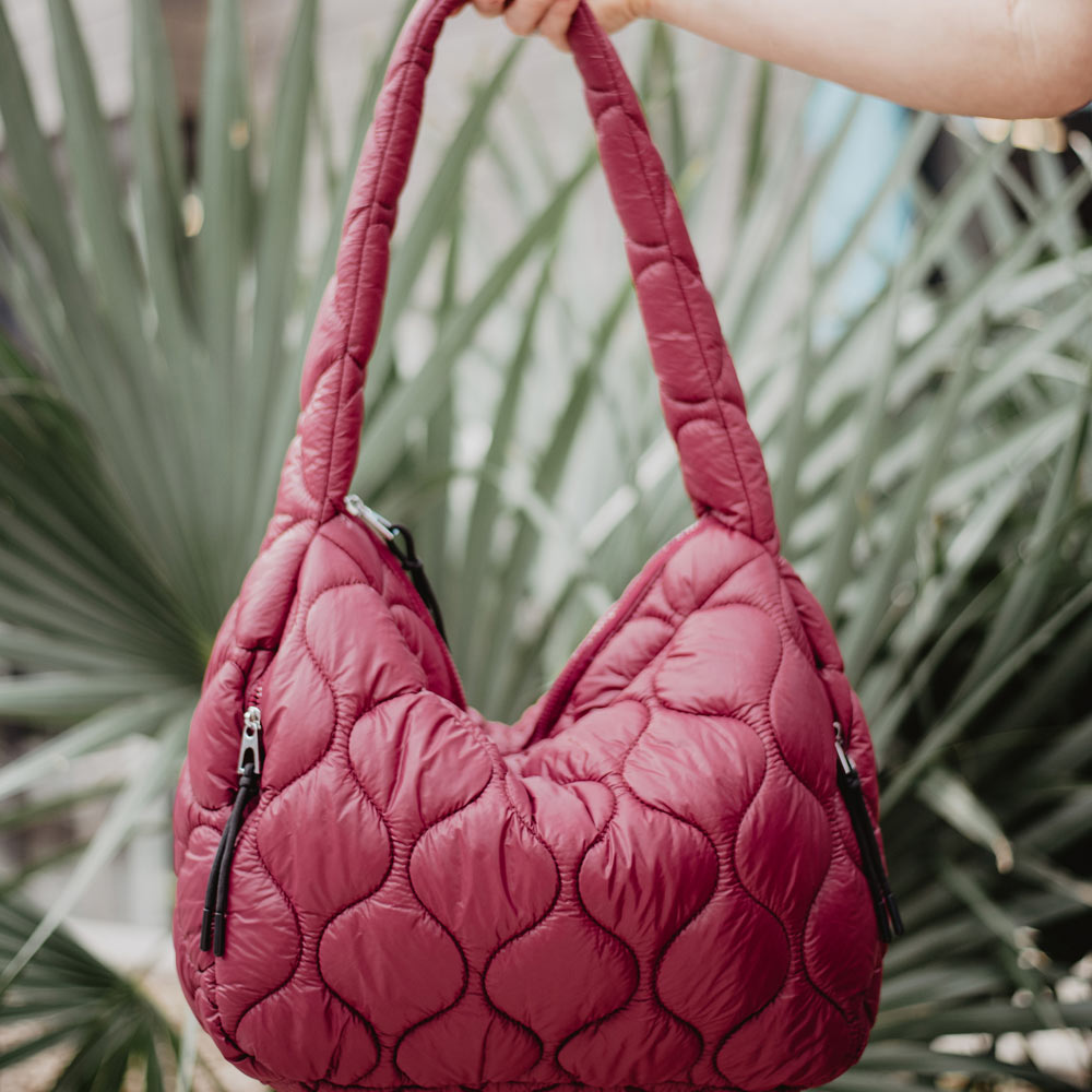 Maroon Oversized Quilted Puffer Bag