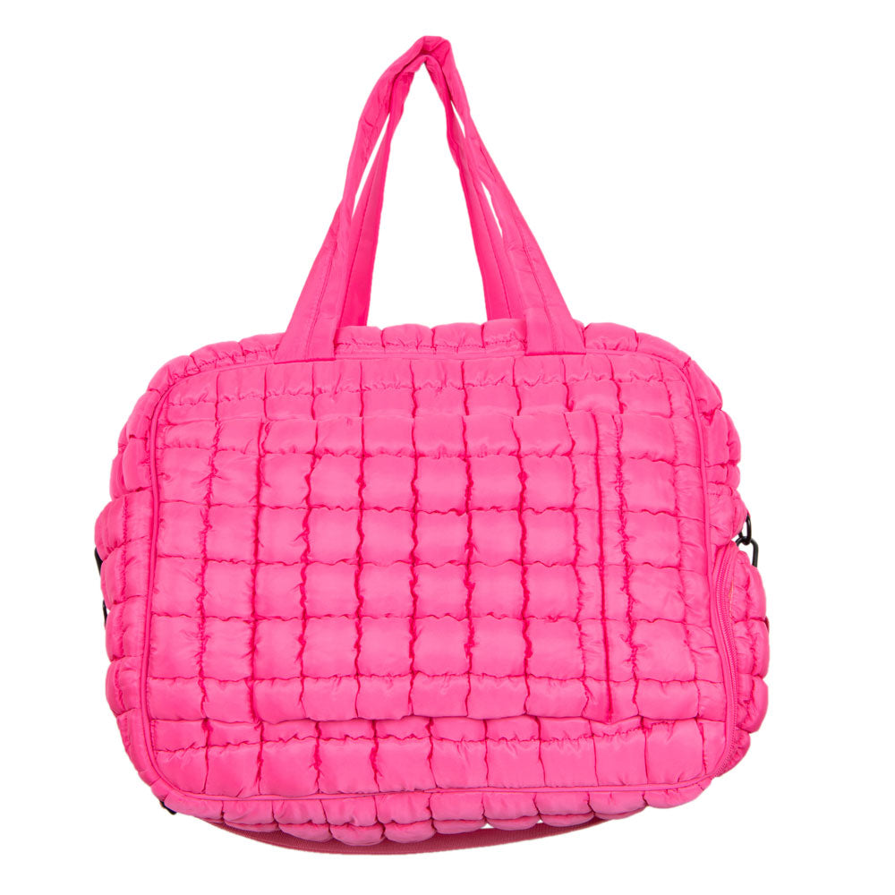 Hot Pink Quilted Weekender Bag