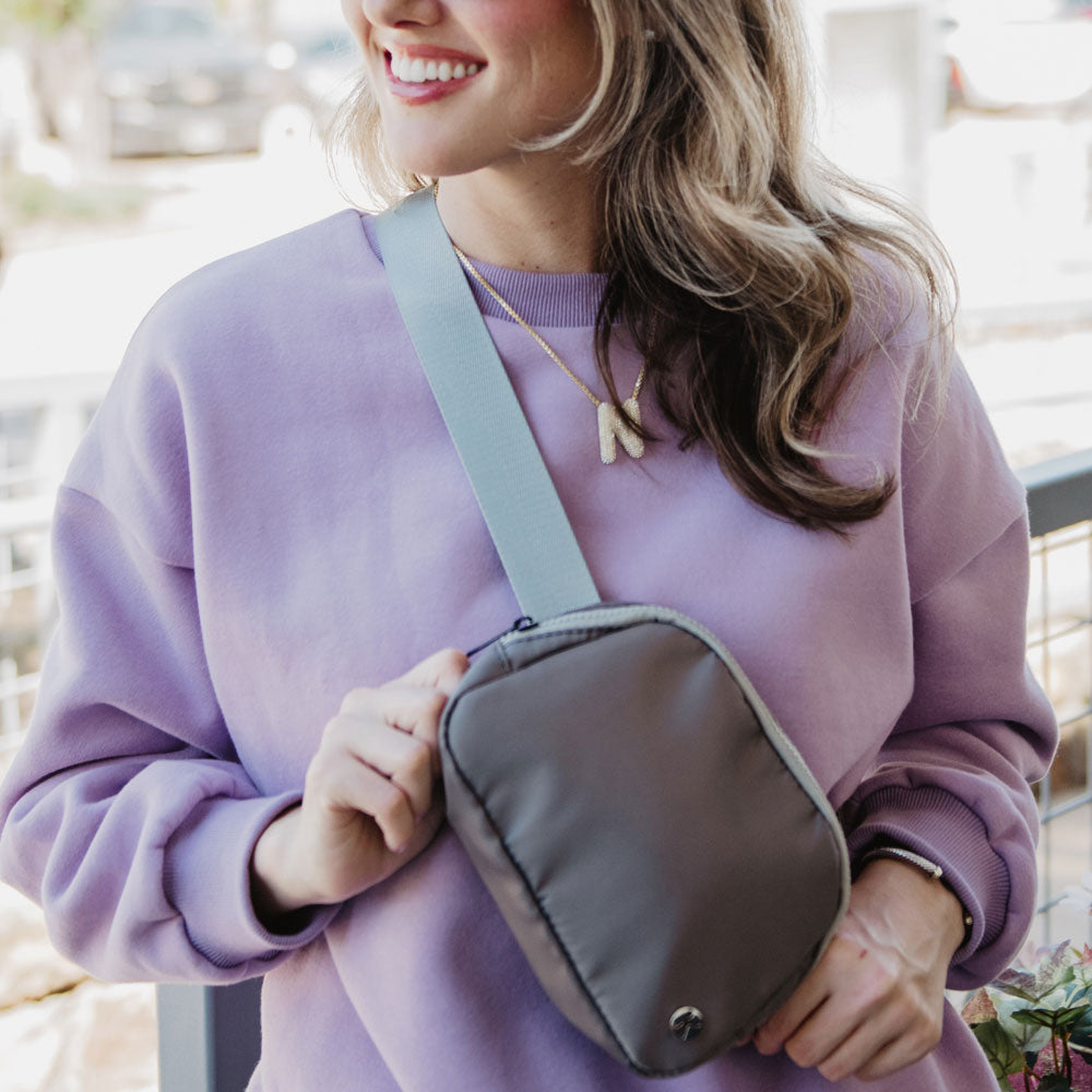 Gray Solid Fanny Pack