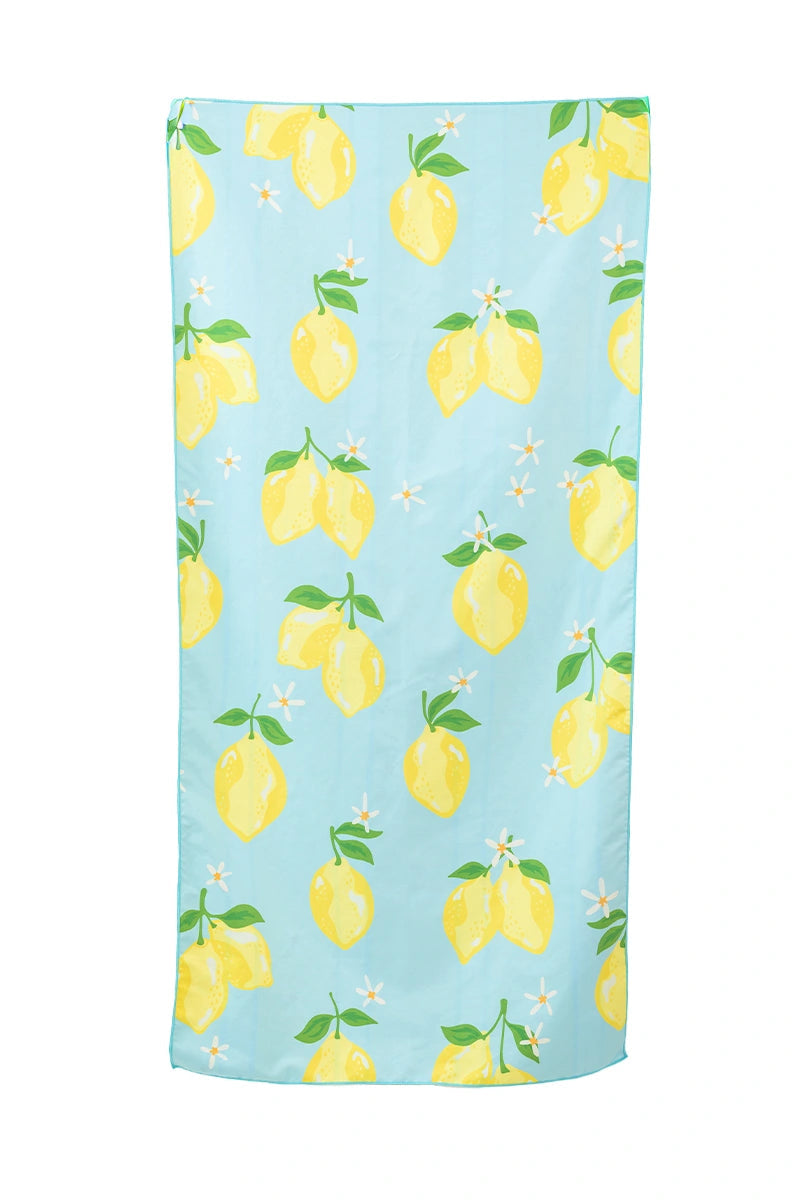 Lemons Quick Dry Beach Towel folds compactly for travel