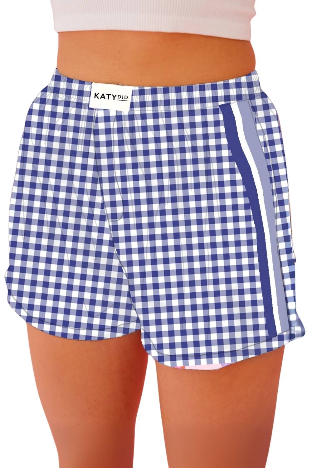 Blue Striped Ladies Boxer Shorts