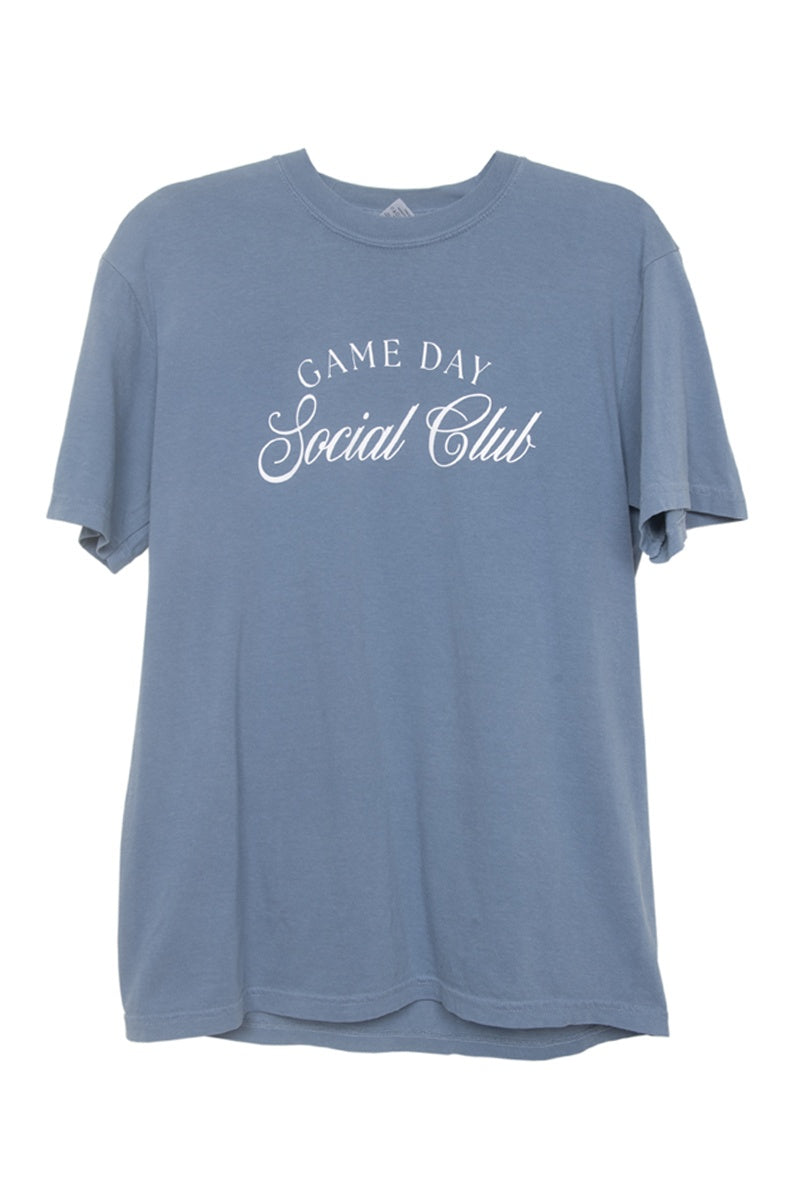 Game Day Social Club Graphic Tee in Blue Jean
