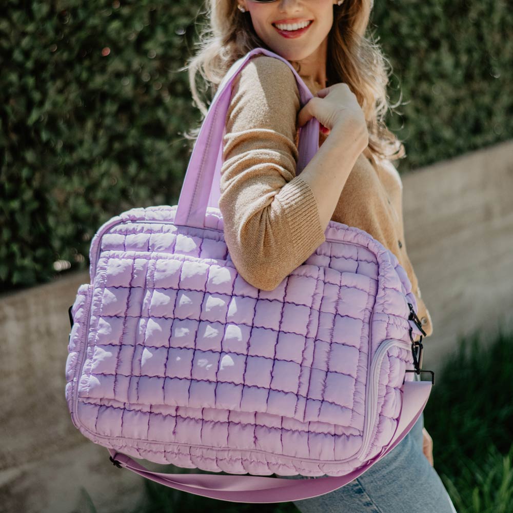 Light Purple Quilted Weekender Bag