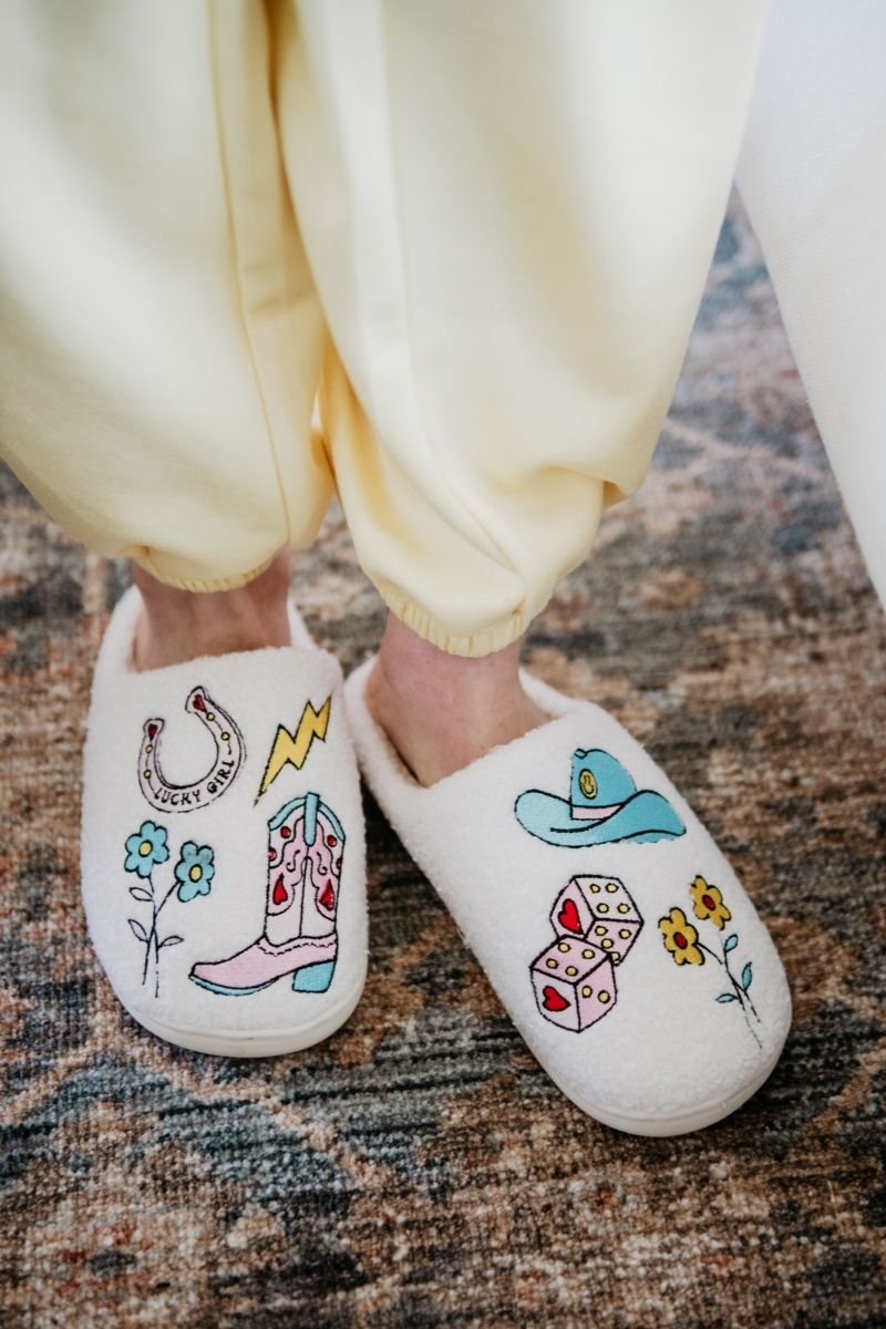 Lucky Cowgirl Icons Comfy Slippers