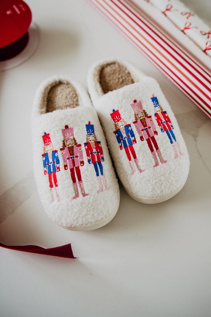 Nutcrackers Holiday Fuzzy Slippers