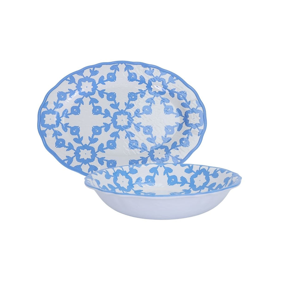 Highlands Blue Melamine Serving Platter has a traditional blue and white pattern