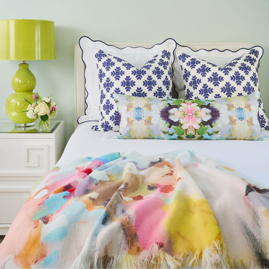 Brushstrokes Navy Throw Pillow