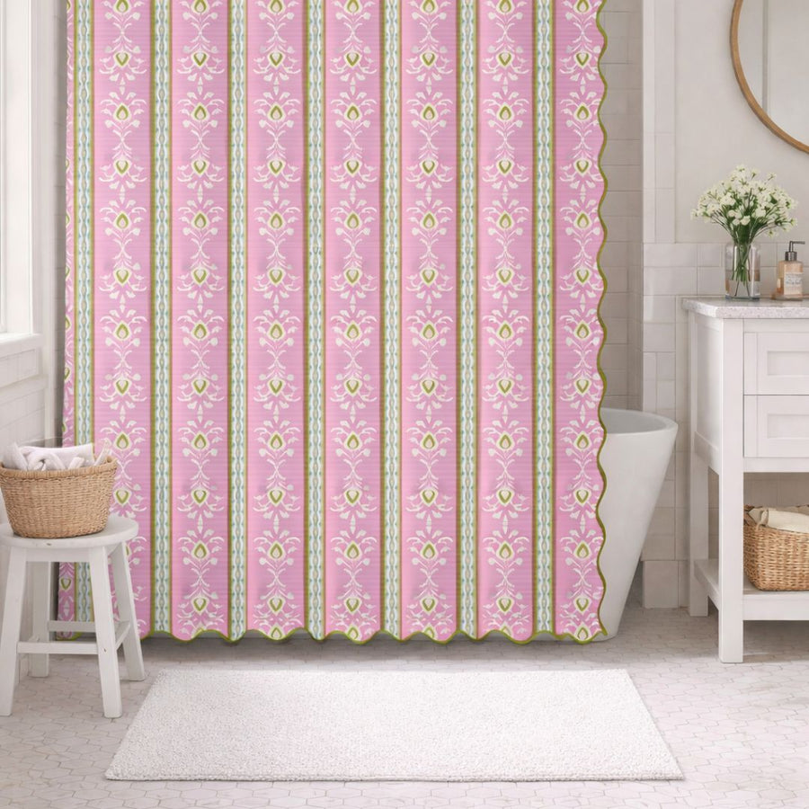 Rosemary Stripe Pink Shower Curtain