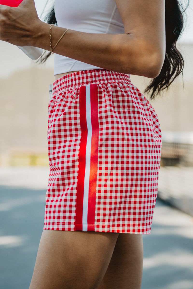 Red Plaid Women&#39;s Boxer Shorts