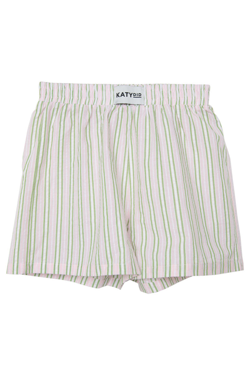 Light Pink and Green Striped Boxer Shorts