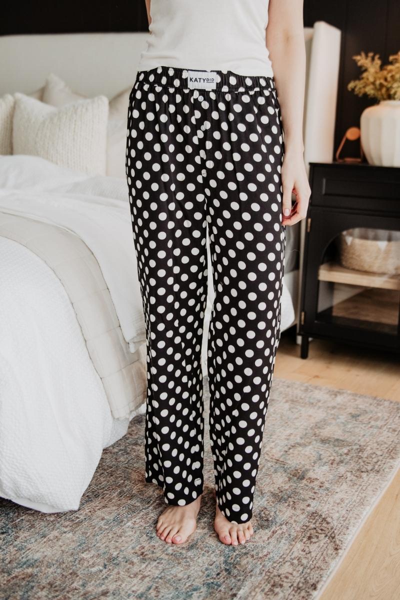 Black &amp; White Polka Dots Boxer Pants