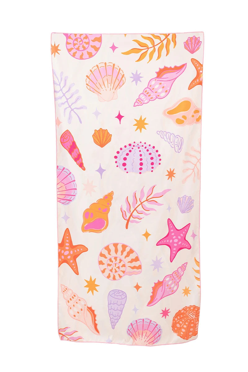 Beach Shells Quick Dry Beach Towel resists sand and folds compactly