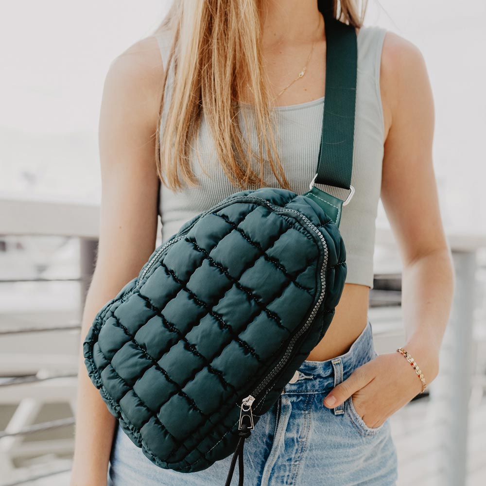 Forest Green Quilted Sling Bag