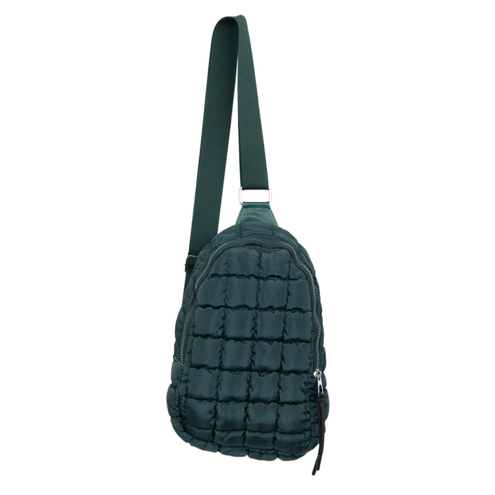 Forest Green Quilted Sling Bag