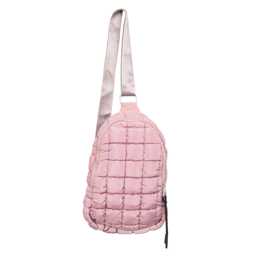 Mauve Quilted Sling Bag