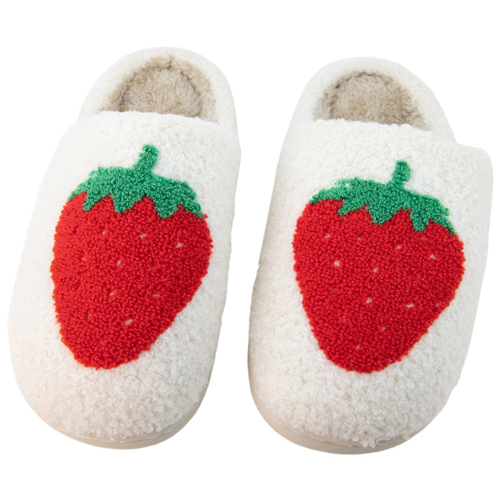 Large Strawberry Fuzzy House Slippers