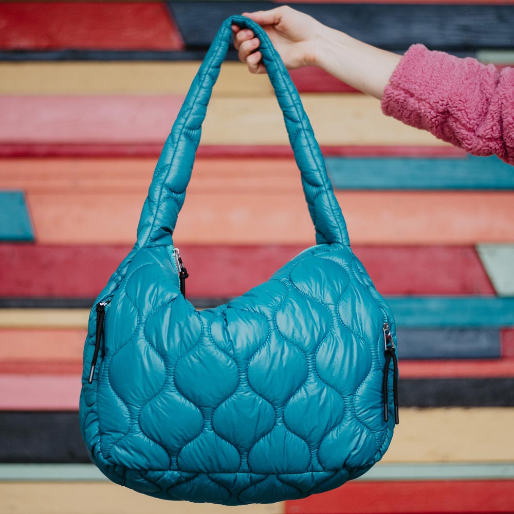 Deep Teal Oversized Quilted Puffer Bag