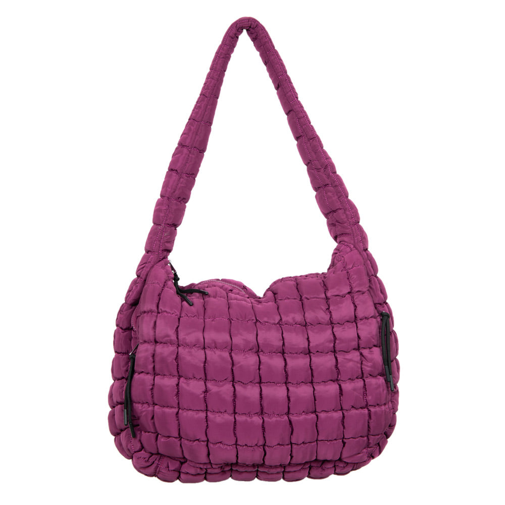 Plum Oversized Quilted Puffer Bag