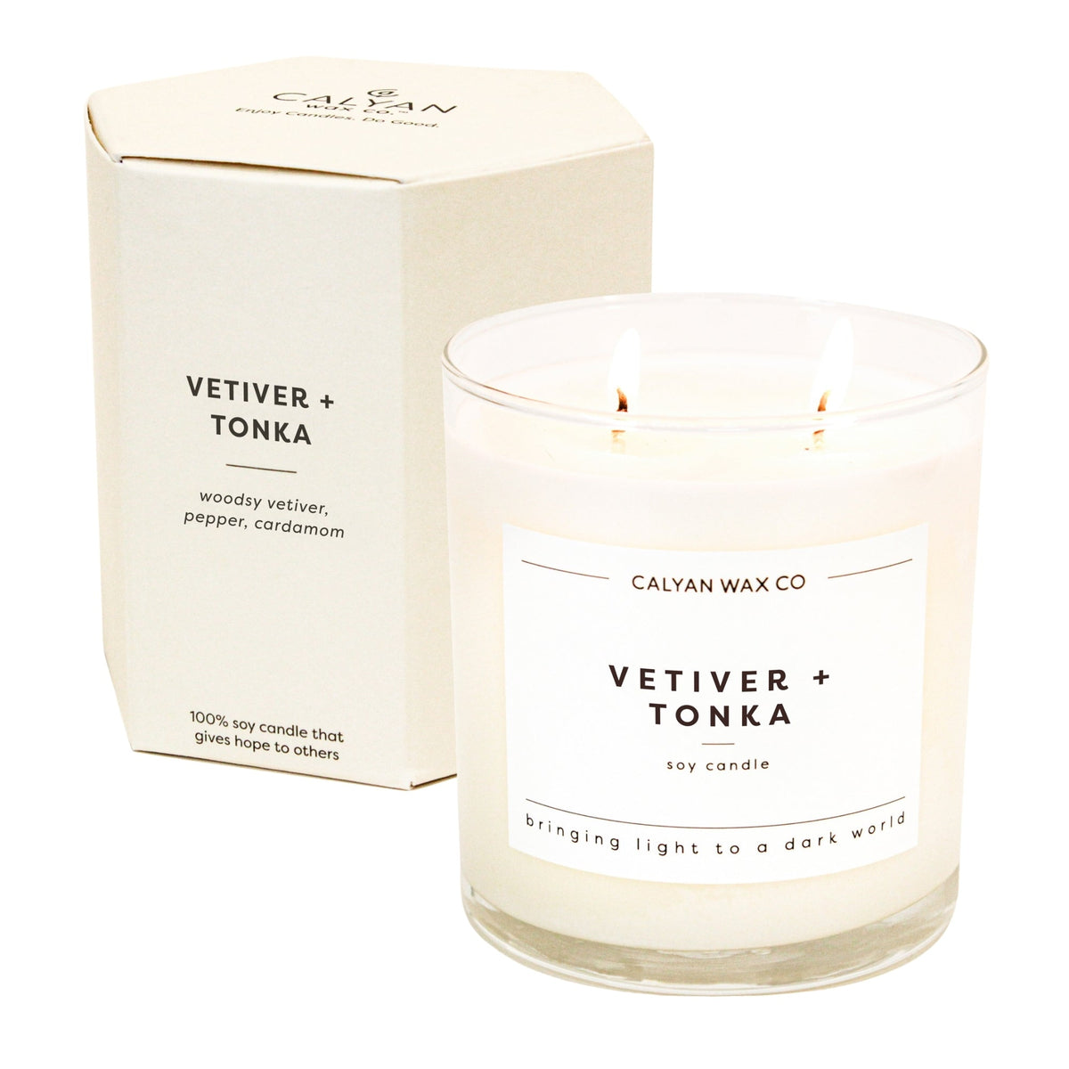 Calyan Glass Tumbler Candle Vetiver + Tonka Scents 