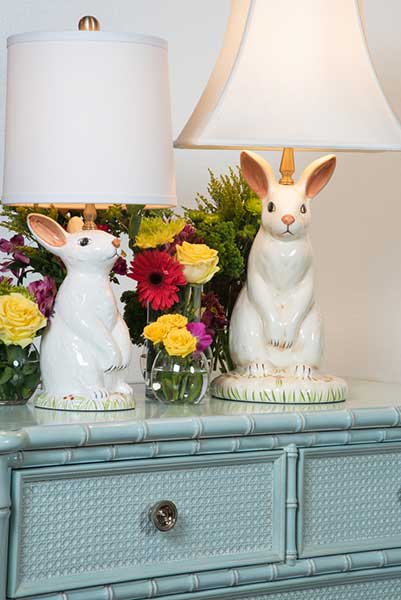 Dignified Rabbit Lamp creamy glazed porcelain lamp of sitting rabbit Wildwood