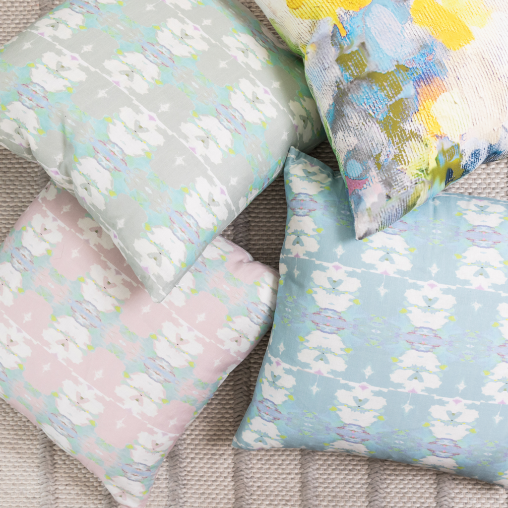 Butterfly Garden Stone Linen Pillow from Laura Park Designs Butterfly Garden collection