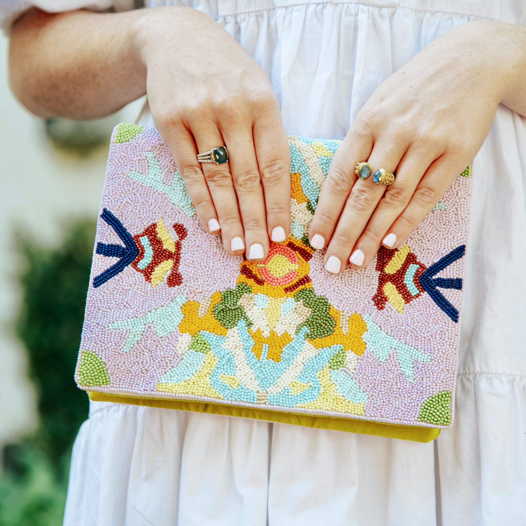 Stained Glass Lavender Beaded Clutch