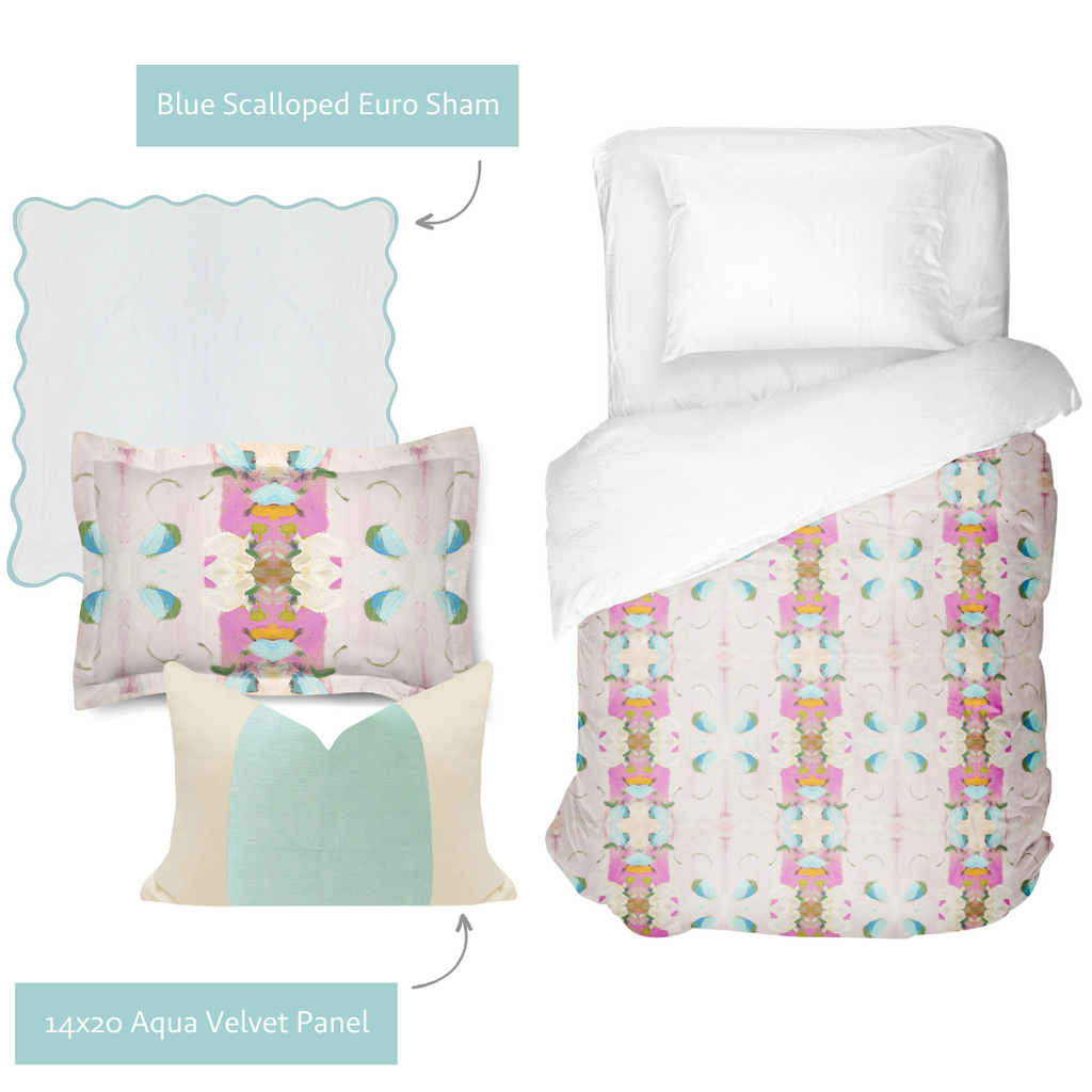 Monet's Garden Pink Dorm Bedding Set