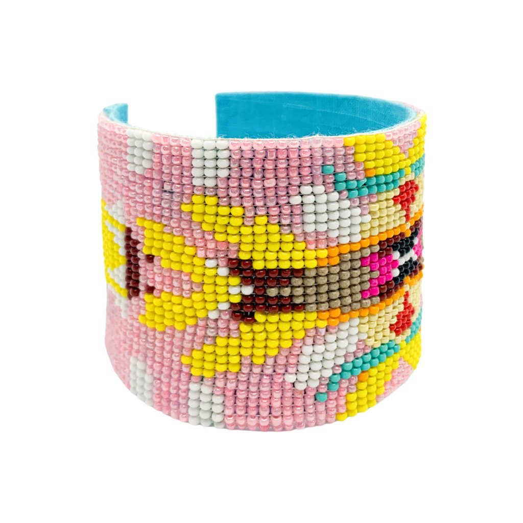 Flower Child Beaded Cuff Bracelet from Larura Park Designs in pink, yellow, blues and more