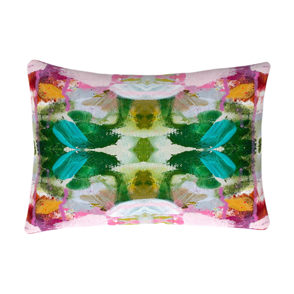 Namaste Pink Linen Throw Pillow 14&quot; x 20&quot; lumbar