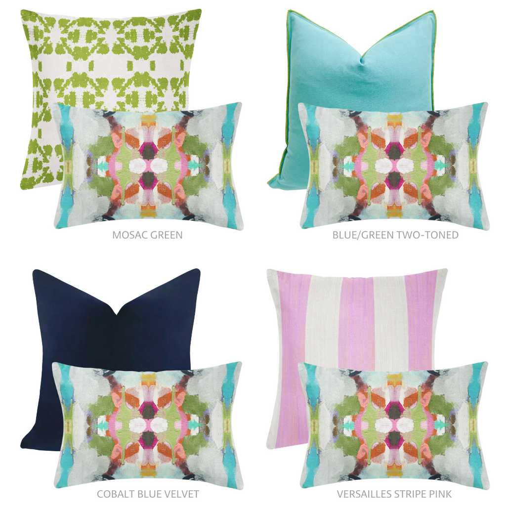 Summer Garden Red Throw Pillow with complentary patterns