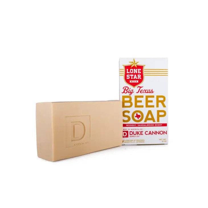 Big Texas Beer Soap super-size bar soap has a sandalwood scent that won&#39;t leave you smellling like a brewery