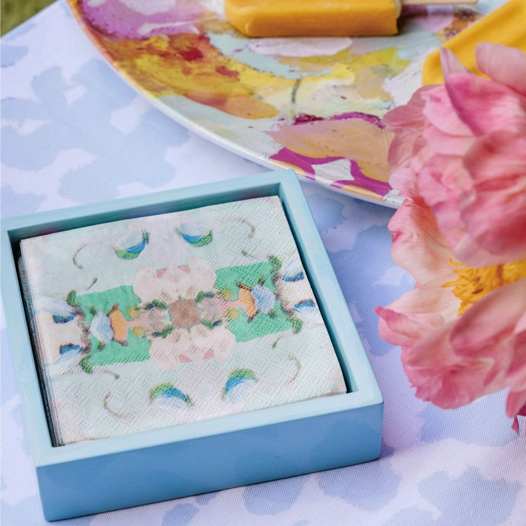 Light Blue Bamboo Cocktail Napkin Holder lifestyle image