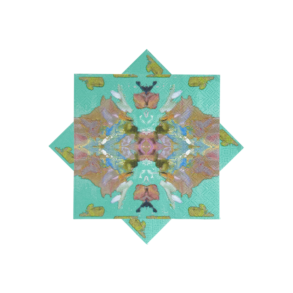 Stained Glass Turquoise Cocktail Napkins