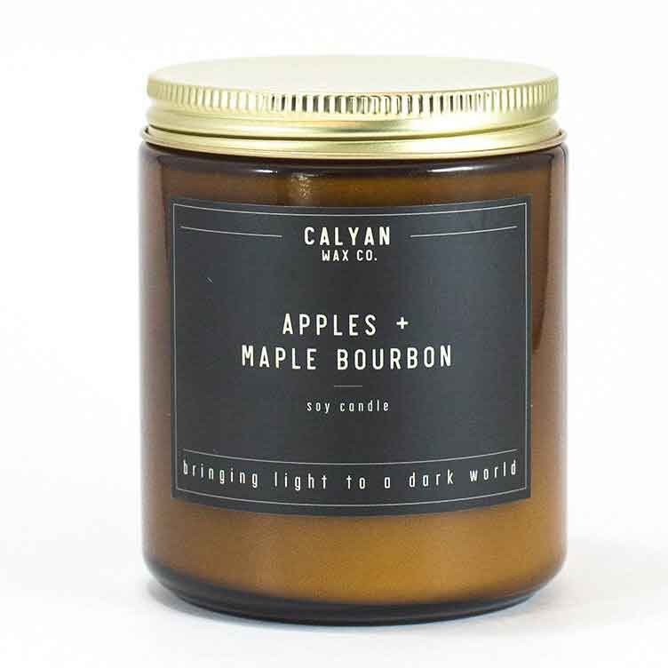 Amber Jar Candle with Bronze Lid Apples &amp; Maple Bourbon Calyan Wax Co.
