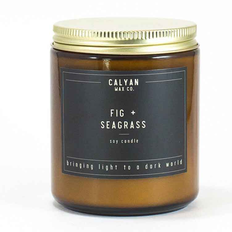 Amber Jar Candle with Bronze Lid Fig &amp; Seagrass Calyan Wax Co.