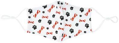 Candy Cane Bones with red candy cane bones and pawprints flat view