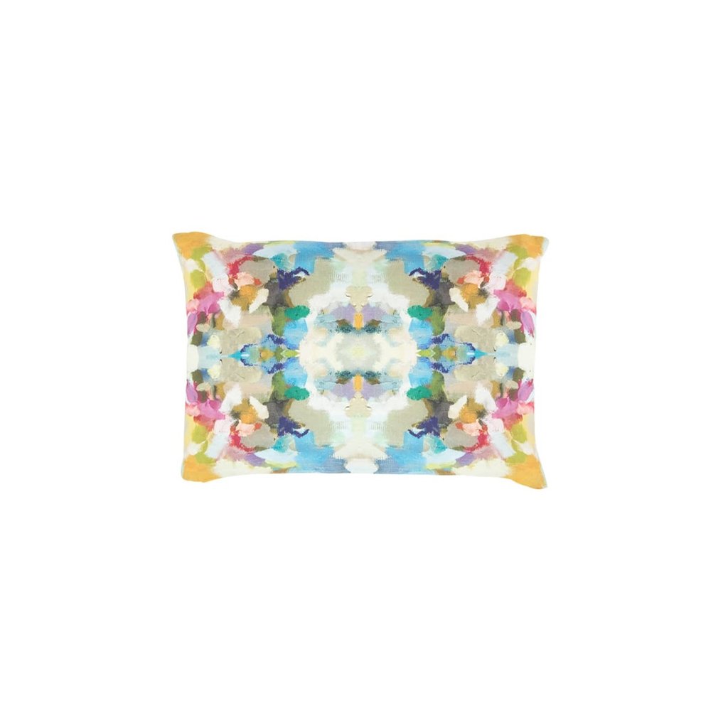 Indigo Girl Blue linen pillow in vivid blues and greens from Laura Park Designs. Square sofa pillow