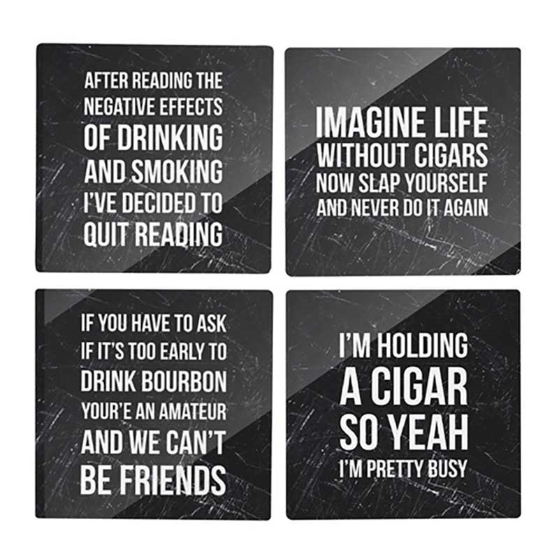Cigars &amp; Bourbon Truth #2 Glass Coaster Set