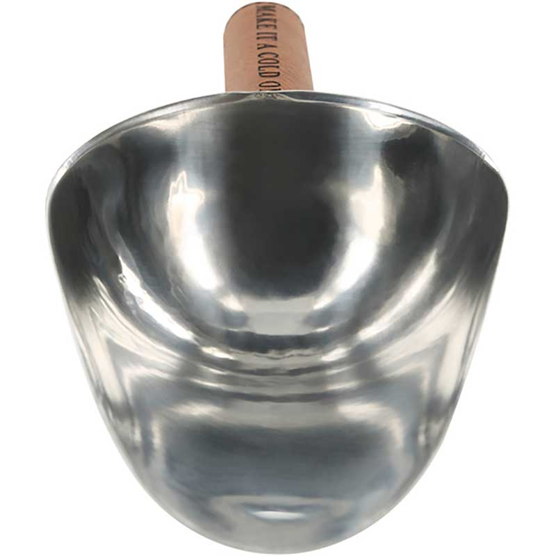 Cold One Ice Scoop in stainless steel with vegan leather handle